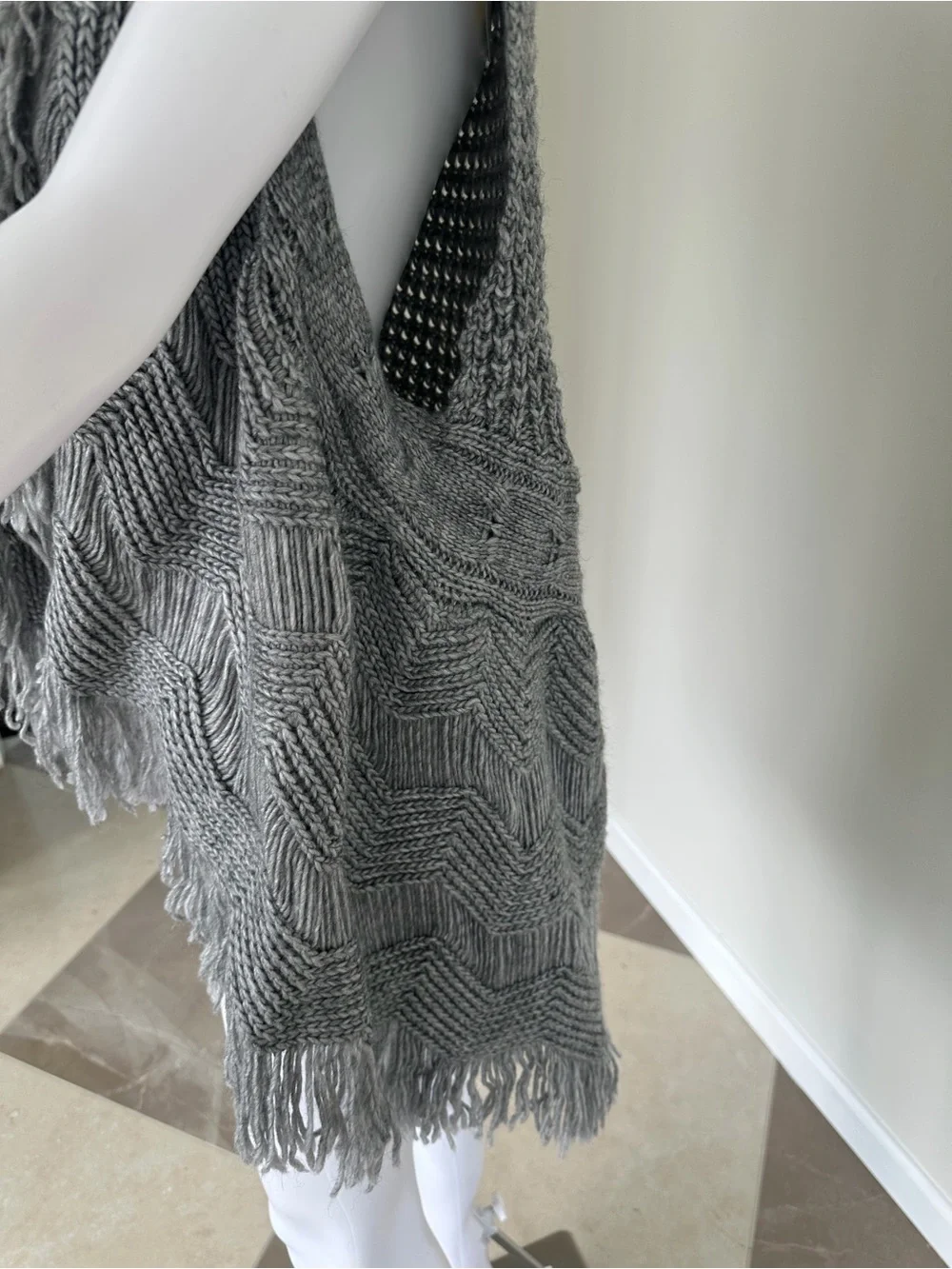 Gray Knit Fringe Vest - Home Accents